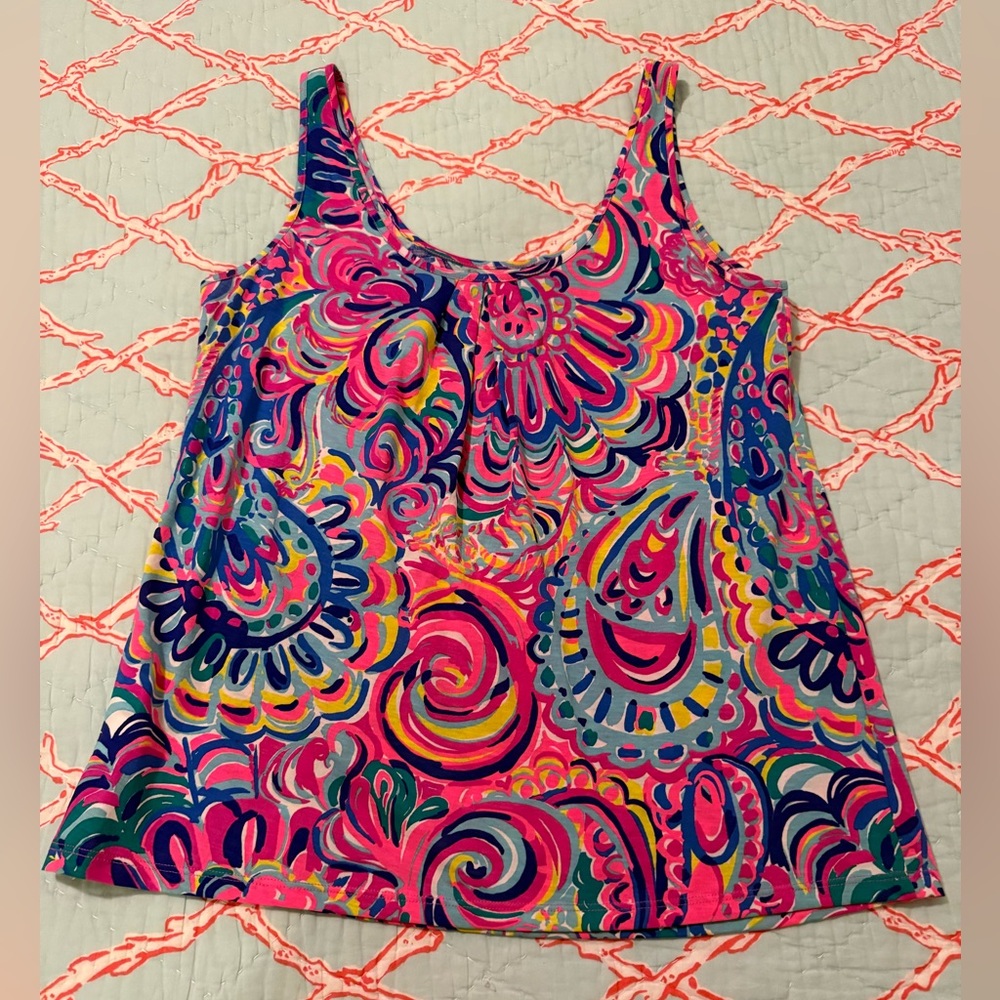 Lilly Pulitzer Kinsey Tank Multi Psychedelic Sunshine S EUC - Picture 3 of 11